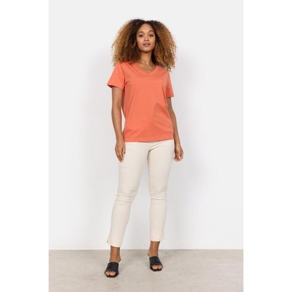NWT Soya Concept Derby 2 100% Organic Cotton Orange V Neck Tee - Picture 3 of 5